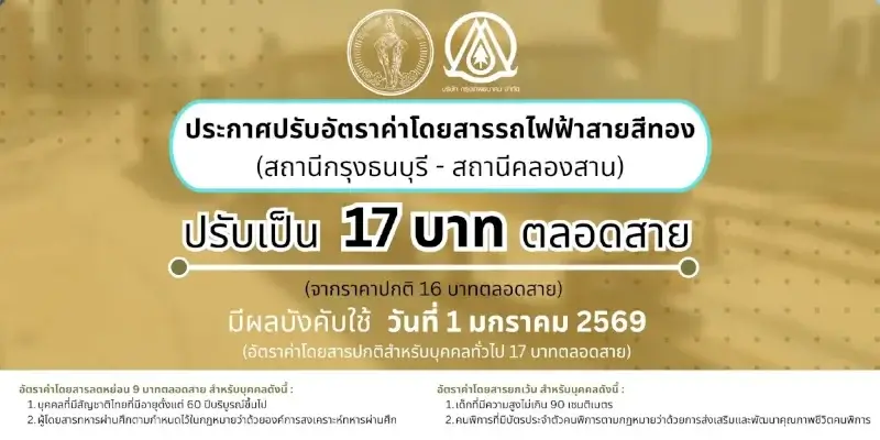 Bangkok Gold Line Train Ticket Price